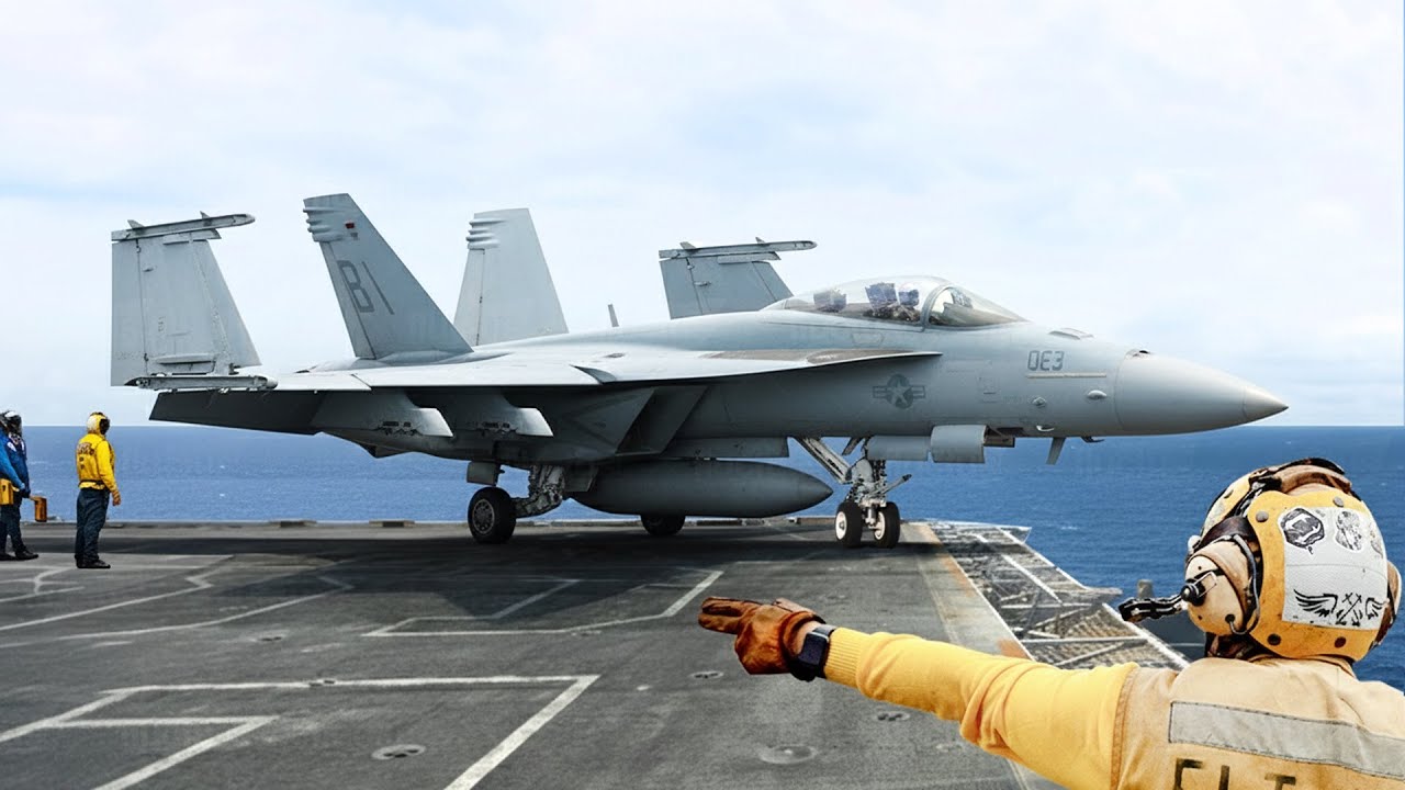 The Crazy Process of Parking Fighter Jets on Tight Aircraft Carrier Flight Deck