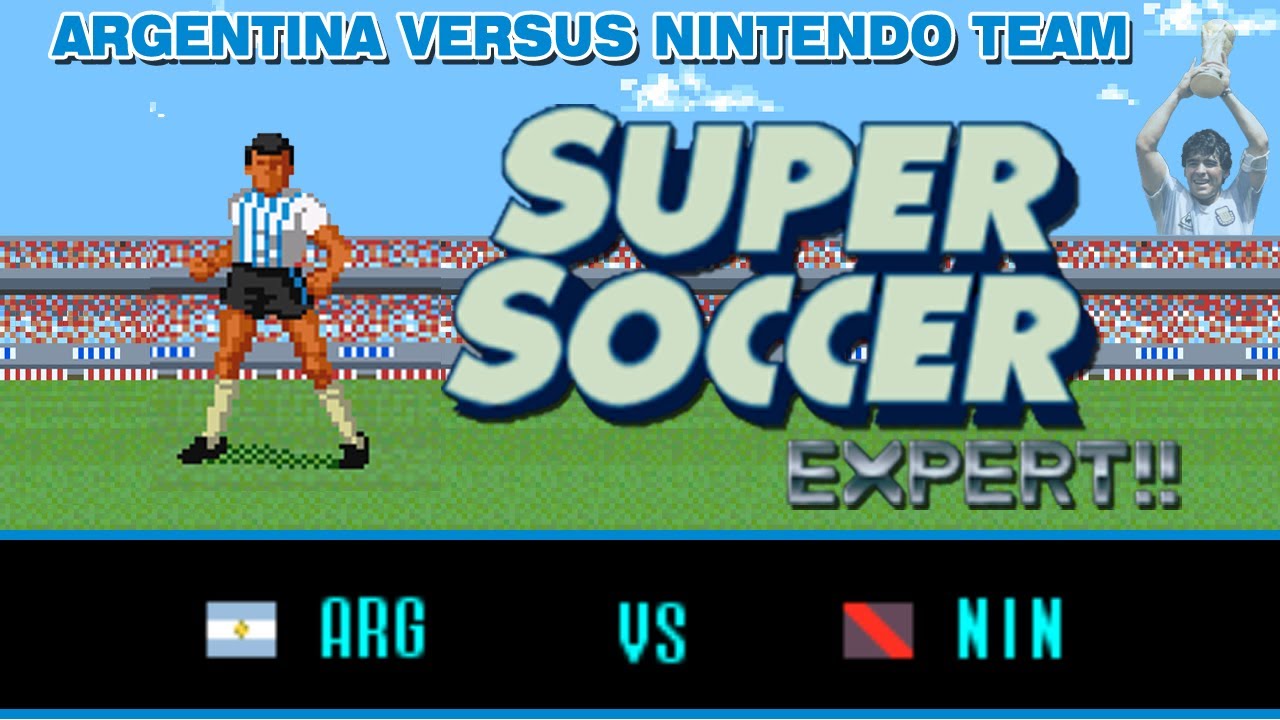 Super Soccer SNES - Argentina vs Nintendo Team Expert Mode [Diego Maradona]