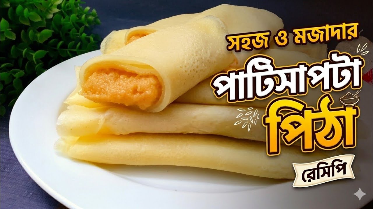 ১০ মিনিটের সহজ ক্ষীরসা দিয়ে  পাটিসাপটা পিঠা | Bengali patishapta pitha recipe, khirsha recipe