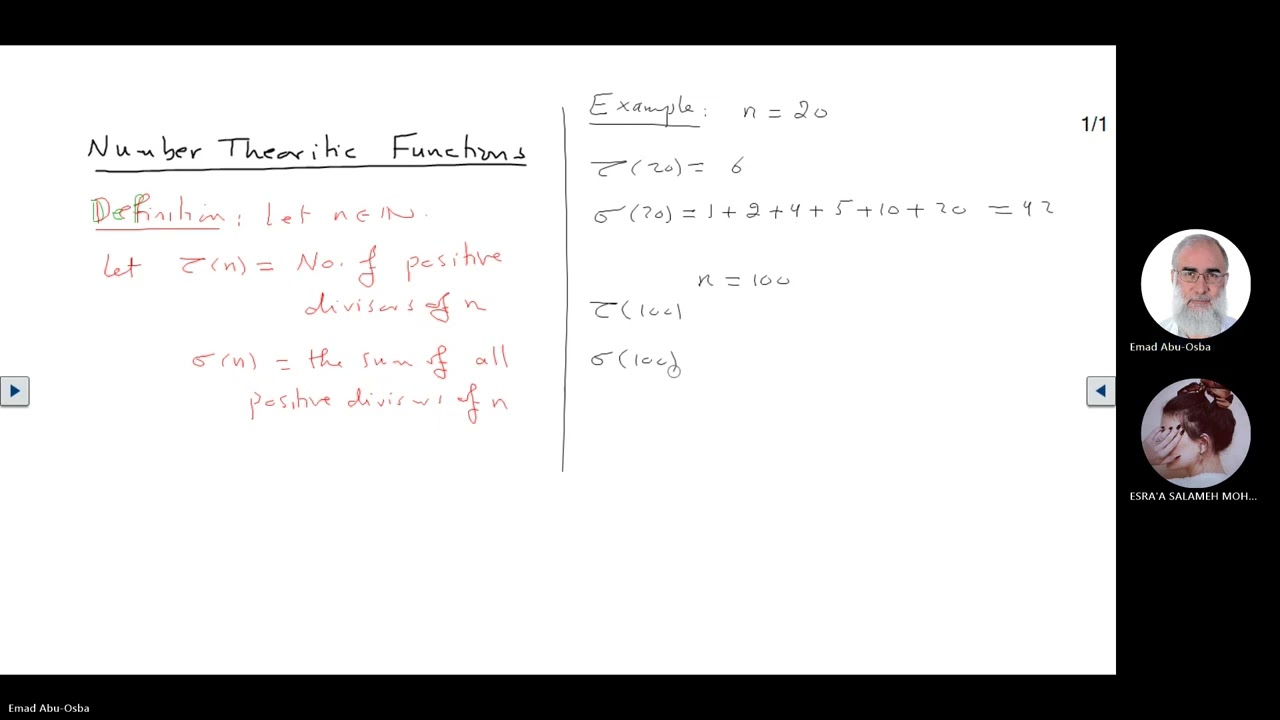 Number Theoritic Functions