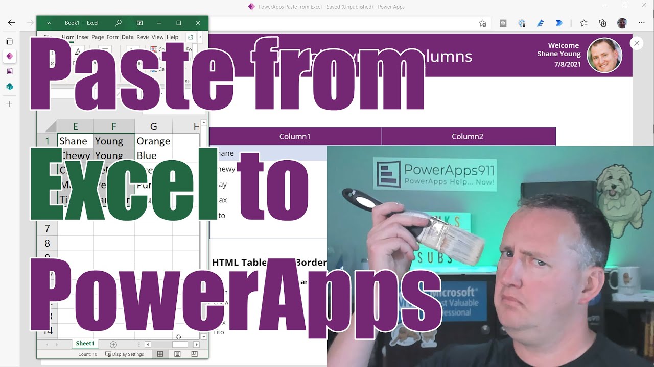 PowerApps Вставьте данные из таблицы Excel, обновите и загрузите в источник данных