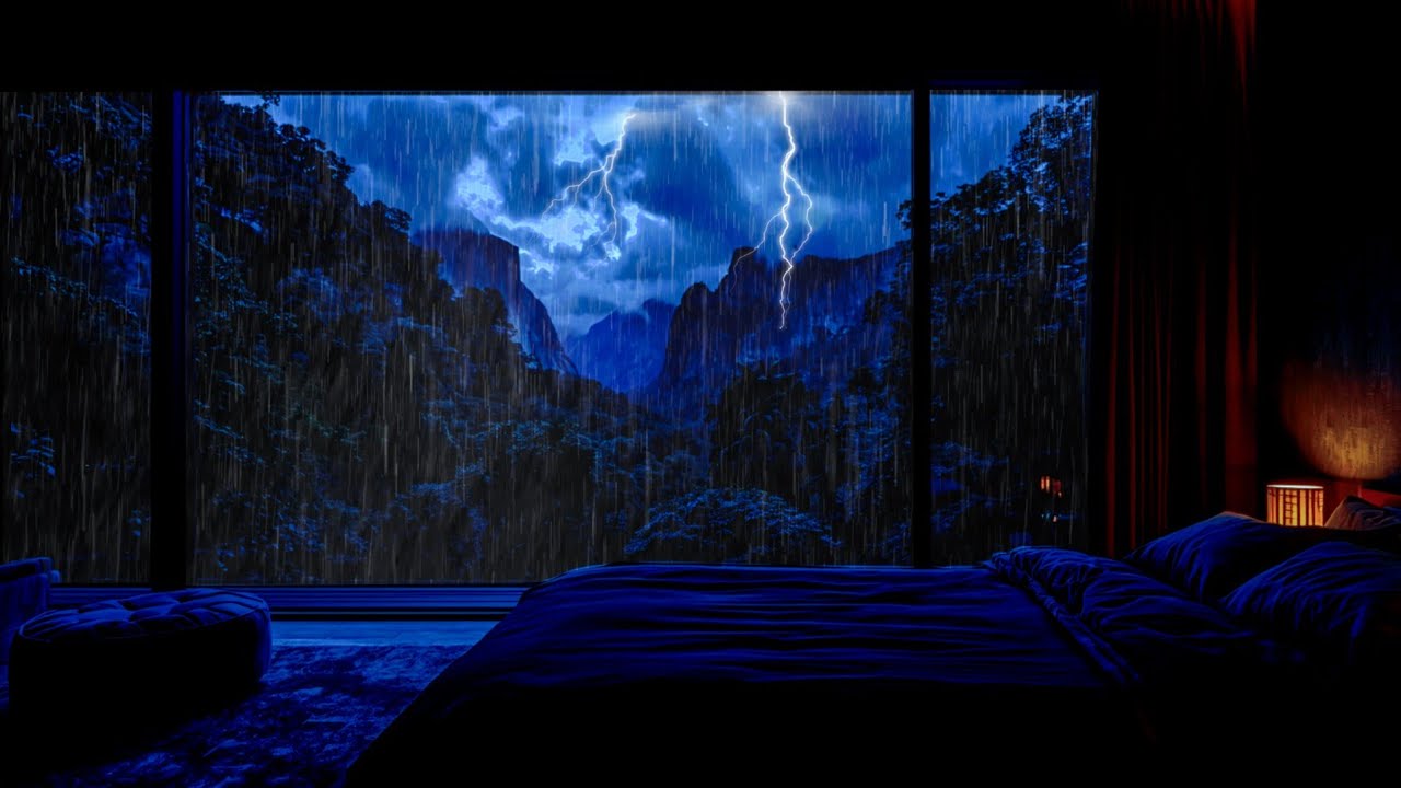 Rain Sounds for Sleeping – Intense Night Rain & Thunder for Peaceful Relaxation and Deep Sleep