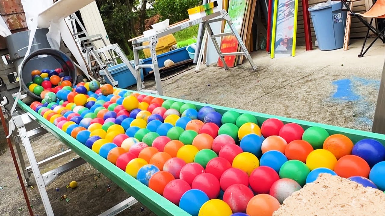Marble Run ASMR ☆ Lots of new billiard balls rolling down a handmade wooden slope