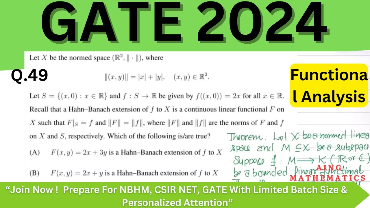 GATE MA mathematics Question 49 Solution  | Hahn Banach Extension