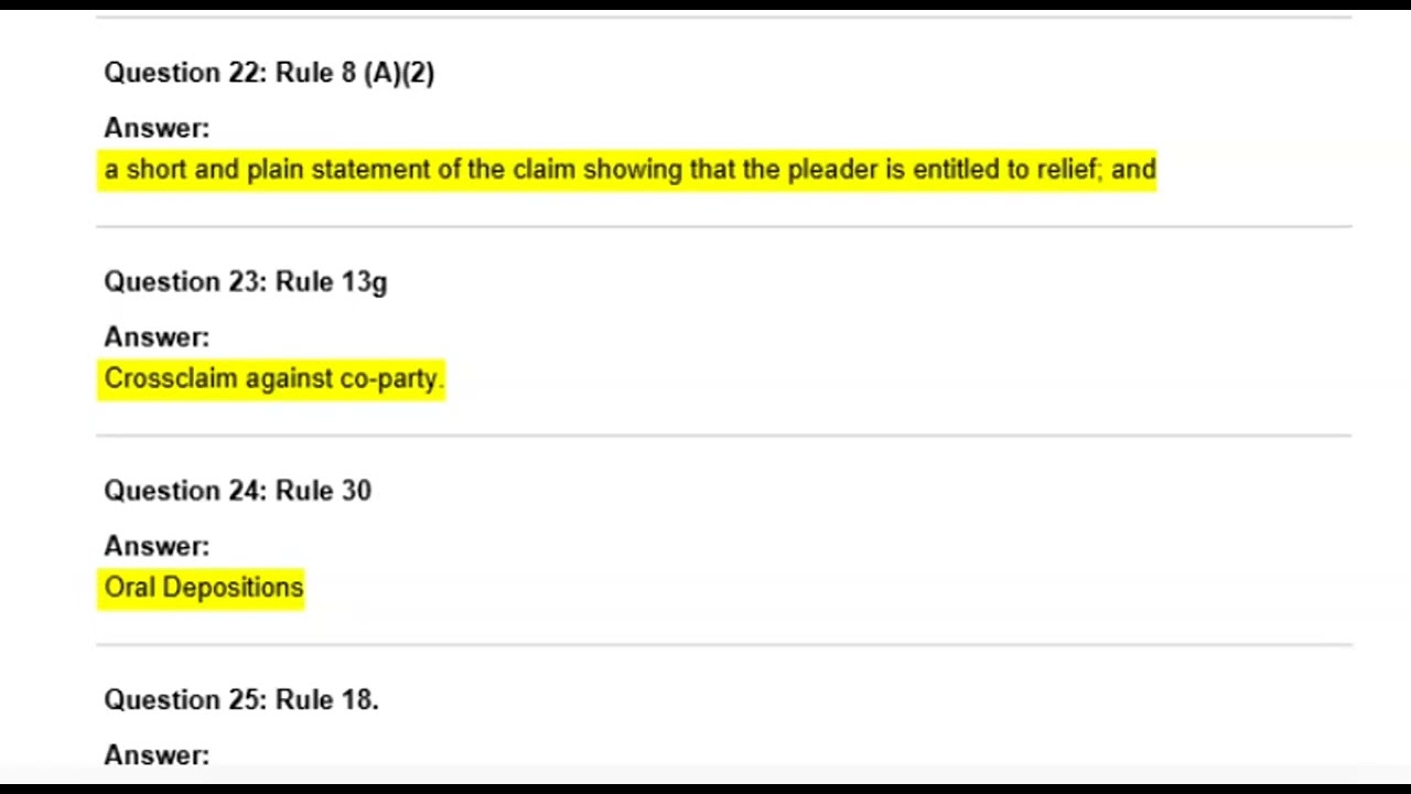 FREE LAW AND STUDY GAMES ABOUT F.R.C.P EXAMQUESTIONS