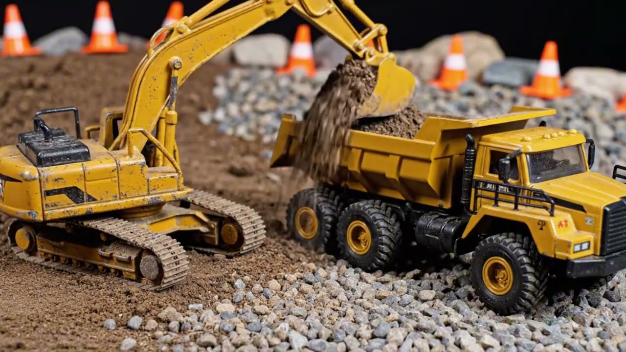 🚜 RC Construction Site Action + Quick Repair! Huina Excavator & Volvo Dump Truck Teamwork