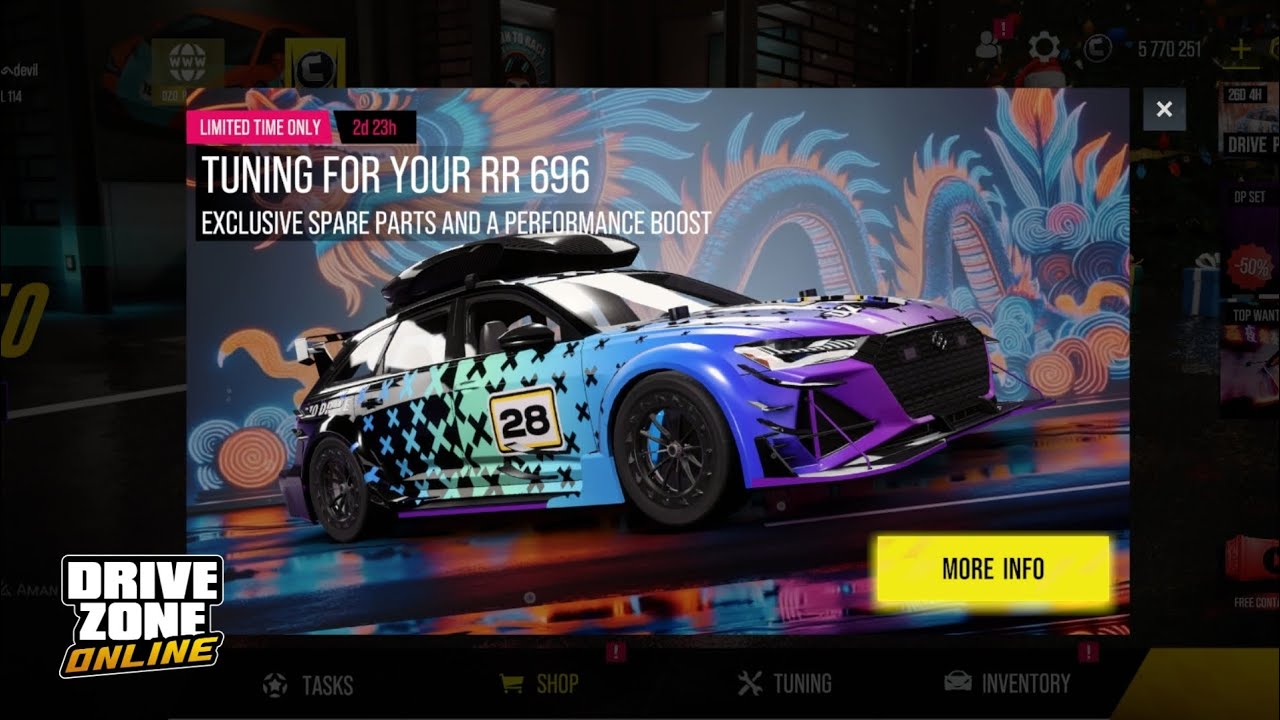Drive Zone Online: New Lottery Car RR 696 | Unlocking All Parts| Max Speed Test | @DriveZoneOnline