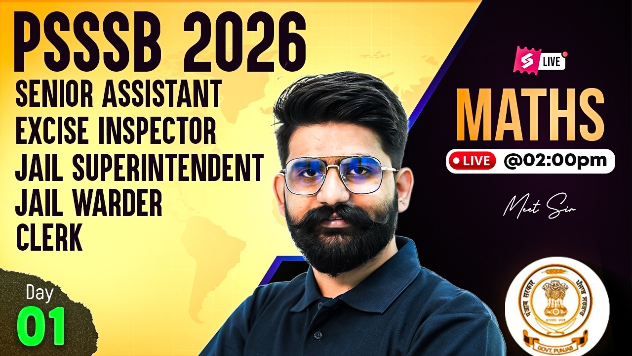 PSSSB Excise Inspector Preparation, Clerk, Jail Warder 2026 | Maths Class | Most Important Question