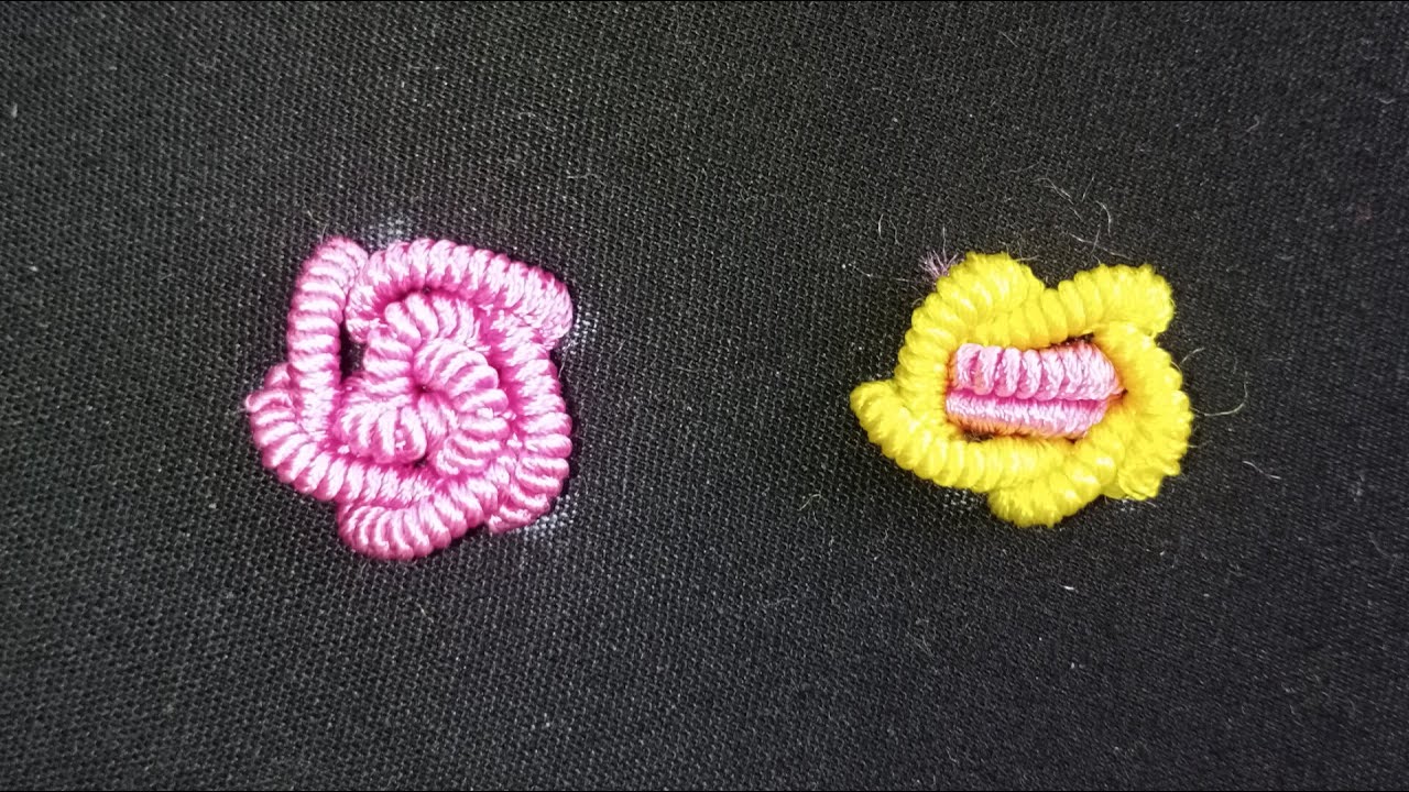 Easy Flower Design Using Bullion knot / Flower Work For Beginners/ Aari Class Tamil-38