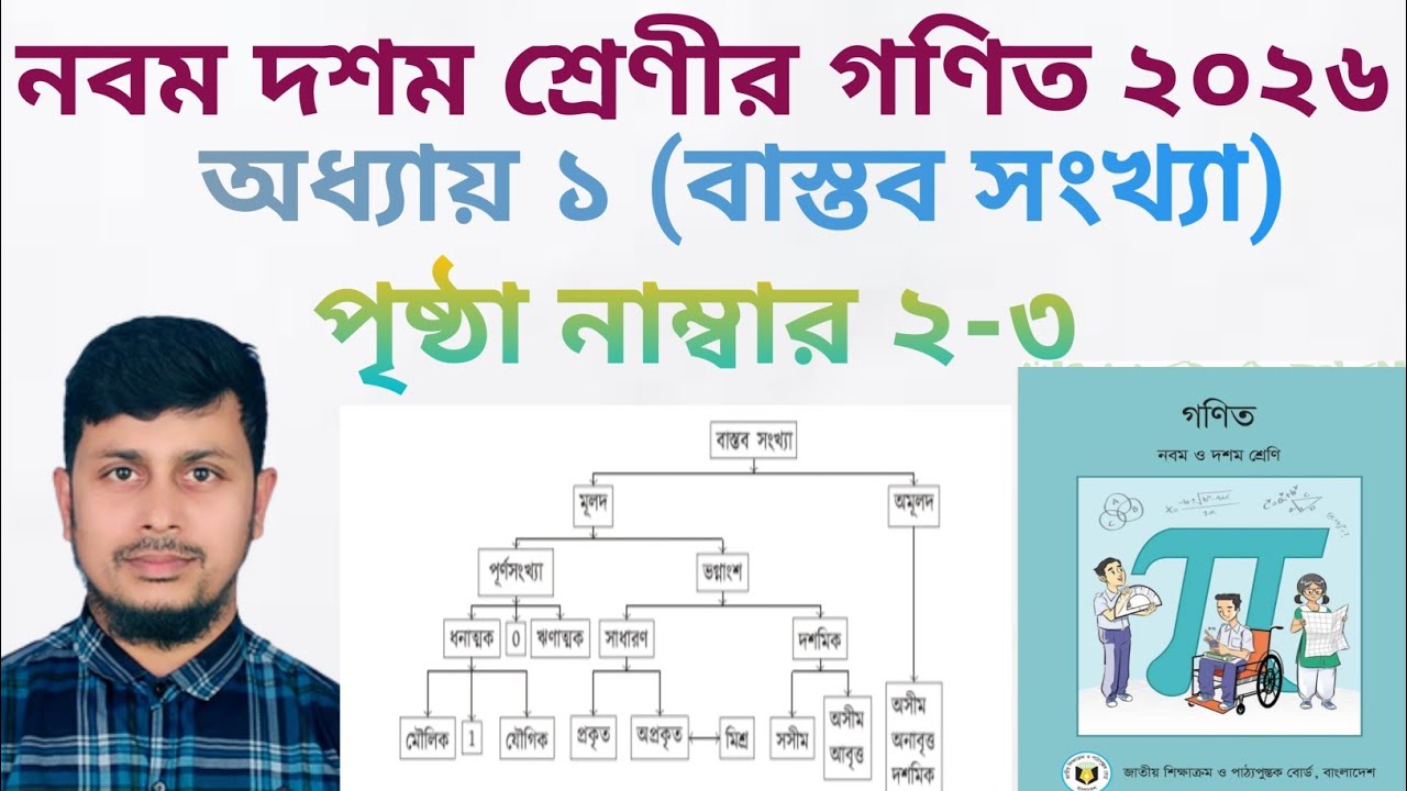 নবম দশম শ্রেণির গণিত ২০২৬||অধ্যায় ১|| বাস্তব সংখ্যা || পৃষ্ঠা নং ২-৩||Class 9-10 Math page 2-3