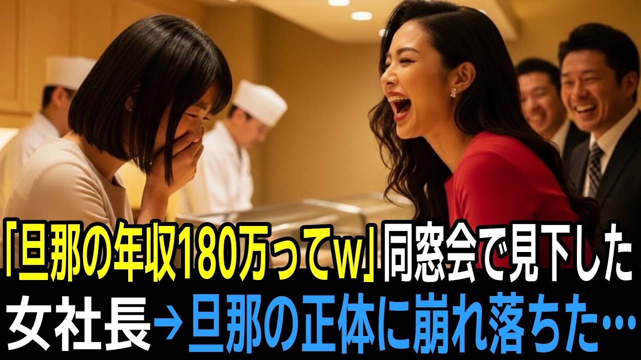 「年収180万の旦那、呼びなよw」高級寿司店で私を侮辱した同級生の女社長。5分後、現れた旦那の正体に、女社長は膝から崩れ落ちた…
