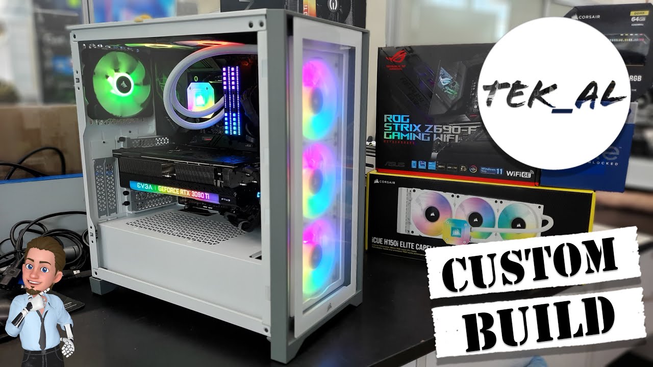 iCUE 4000X RGB White PC Build | 12th Gen | Dominator Platinum | FTW3 3090 Ti | 1300w (time lapse)
