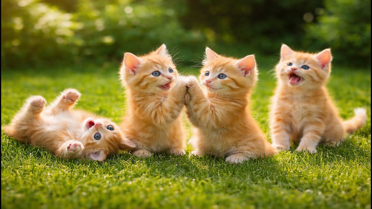 🌈😺 Colorful Kittens Having Fun Chasing Mice Outdoors | Cute Cat Clips | Adorable Cat Video