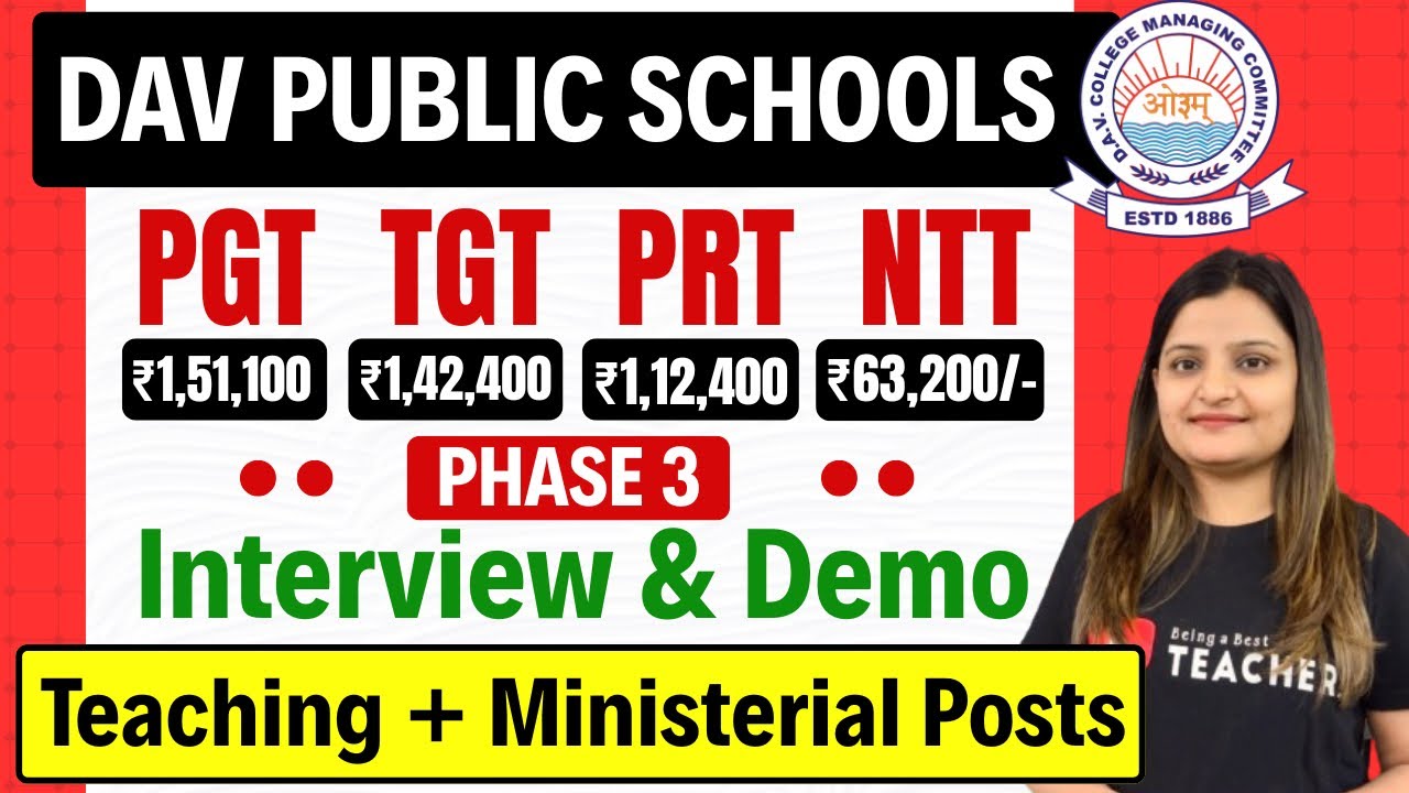 DAV PUBLIC SCHOOL Teachers Vacancy: PGT, TGT, PRT, NTT & Ministerial Posts | DAV JOBS 2026