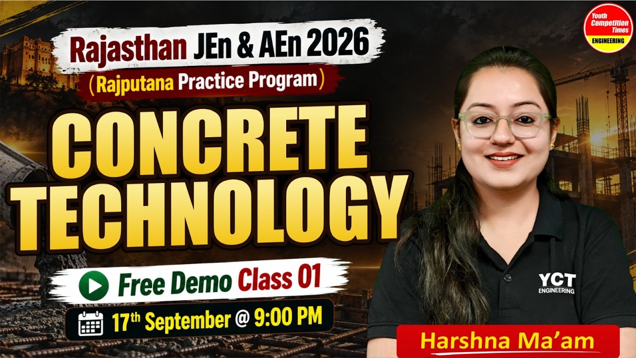 Concrete Technology PYQ's | Rajasthan AE/JE 2026 | Free Demo Class 01 | CE | Harshna Ma'am