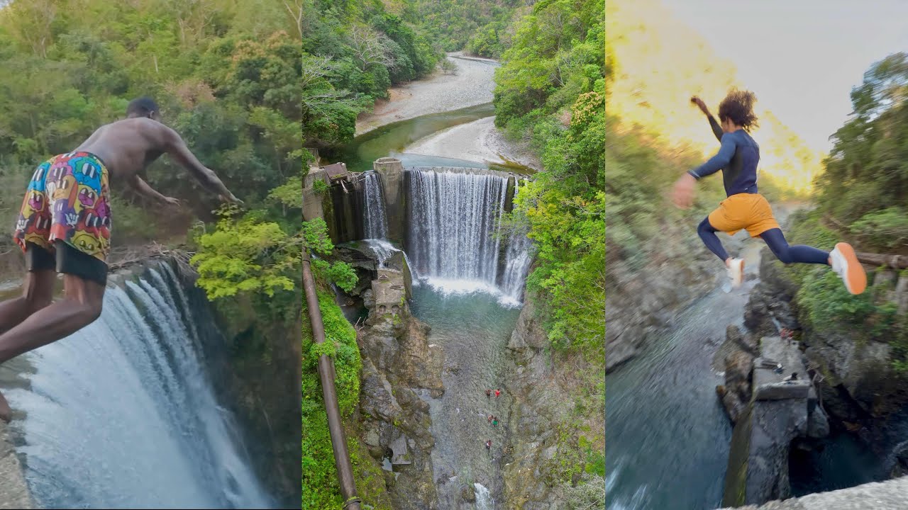 Jumping off Reggae Falls || Journey to Reggae Falls || 🇯🇲 #jamaica #reggaefalls #groveswimmers 