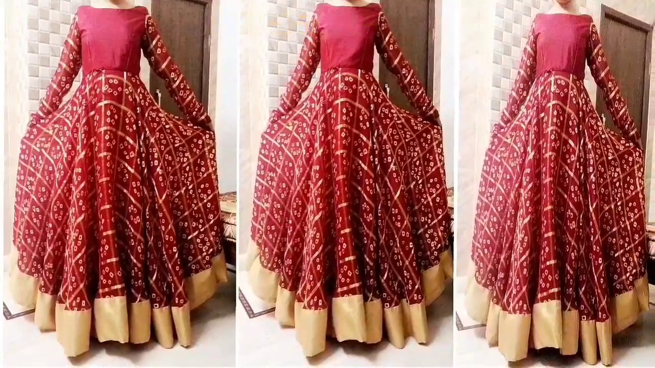 पुरानी साडी से बनाये  ये सुंदर डै्स/how to make beautifull long anrkali dress with border