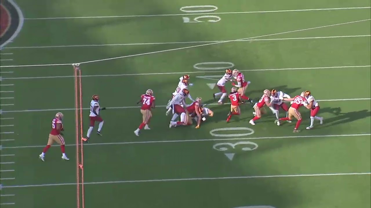 49ers Jake Brendel run and pass game snaps vs WAS week 16 2022