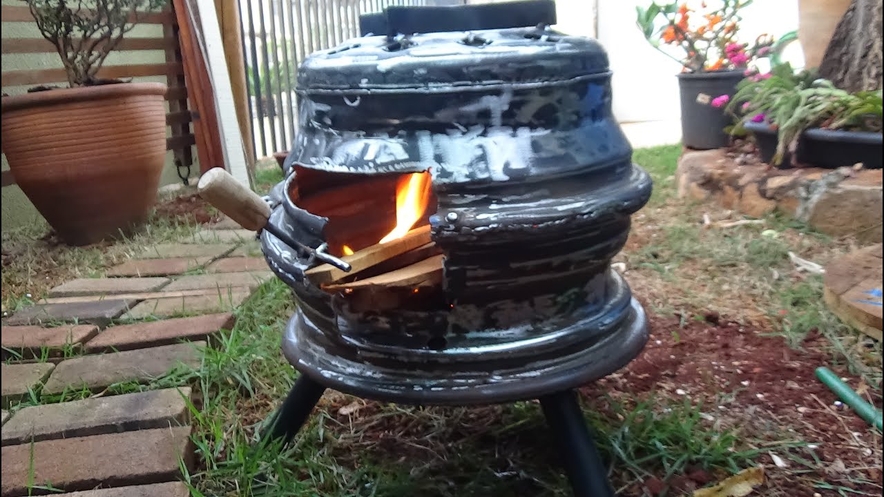 ECONOMIZE GÁS FAZENDO UM FOGÃO A LENHA COM RODAS DE CARRO