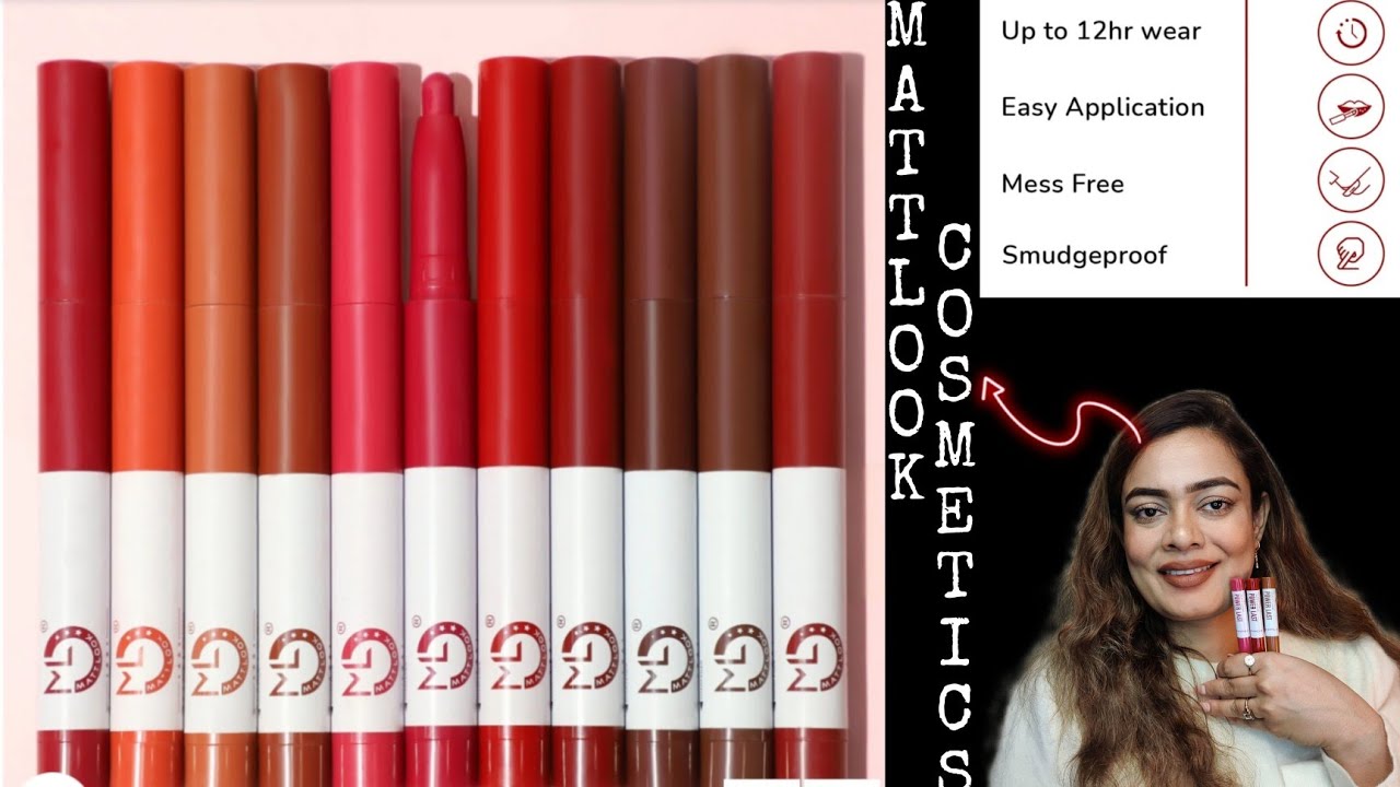 Mattlook Cosmetics Power Last Lip Stain Crayon Swatches & Review | *New* 3 Shades Swatches | QQ