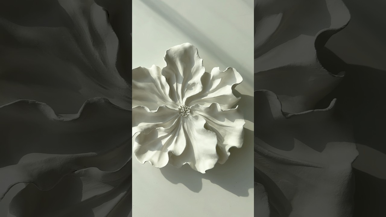 Sculptural florals 🤍 air dry stone clay #flowers #artforsale #contemporary #art #floralsculpture