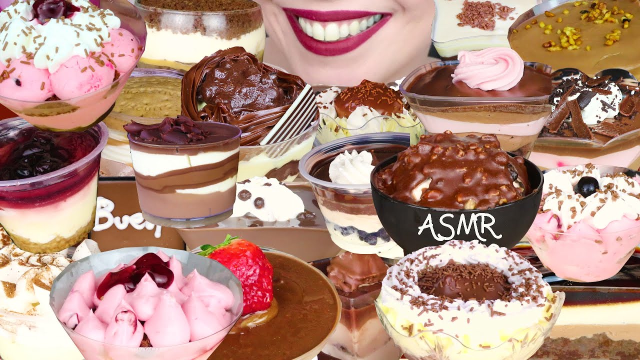 HUGE ASSORTMENT OF CREAMY DESSERTS IN A CUP 🍨 - Compilation | ASMR Mukbang - 먹방 | Real Eating Sounds