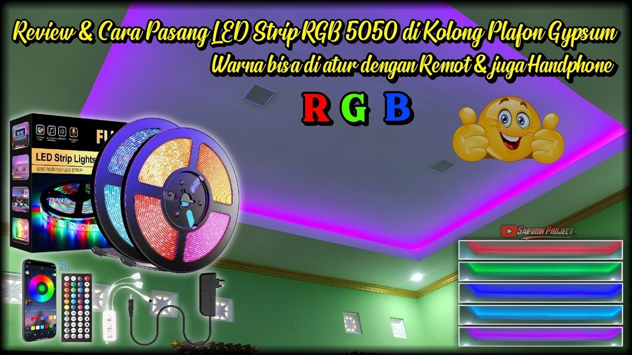 Review & Cara Pasang LED Strip RGB 5050 Waterproof di Plafon Gypsum, Warna-Warni, Estetik, Aesthetic