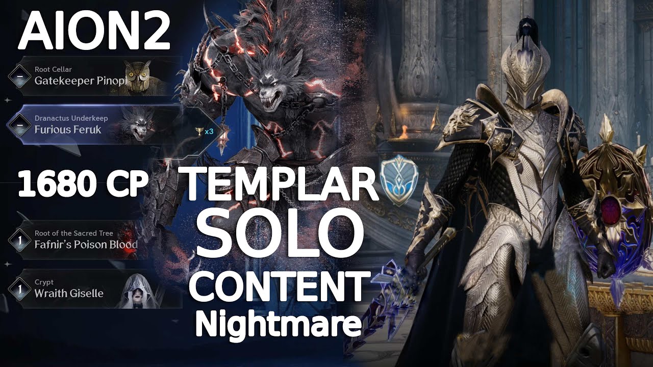 Aion 2 Templar at Nightmare solo content 1680 CP
