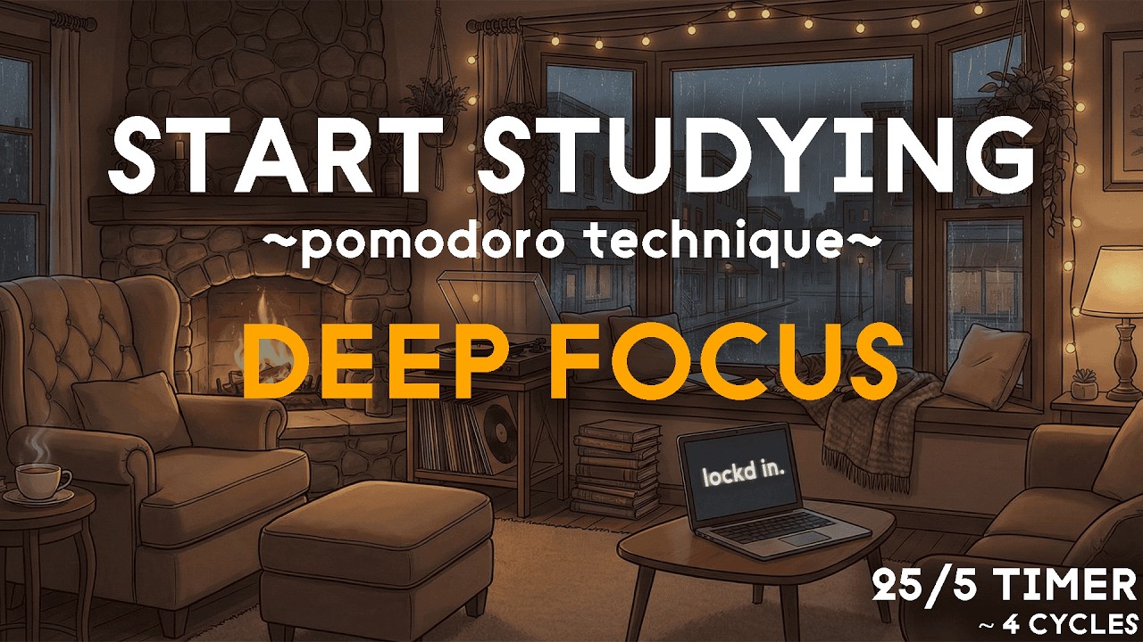 Deep Focus Pomodoro 🌌 2 Hour Study Timer Rainy Vibes