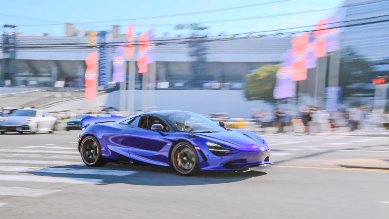 Supercars and tuners leaving Cars And Coffee Concord (October 2025)