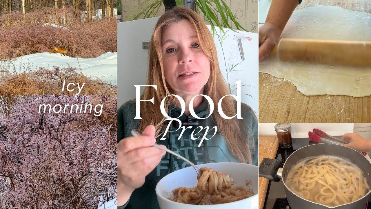 Making noodles from tofu on an icy morning • prepping carrot cucumber salad 