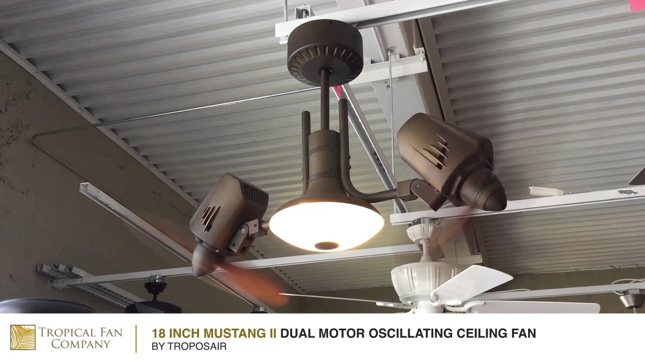 Mustang II Dual Motor Oscillating Ceiling Fan by TroposAir