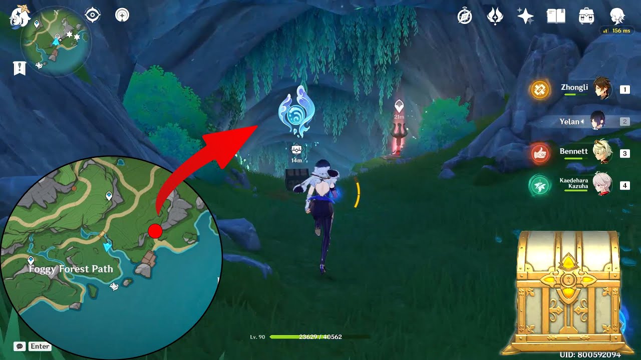 Hidden Cave near Foggy Forest Path with Hidden Teleport waypoint | 2 Hydroculus and Luxurious Chest