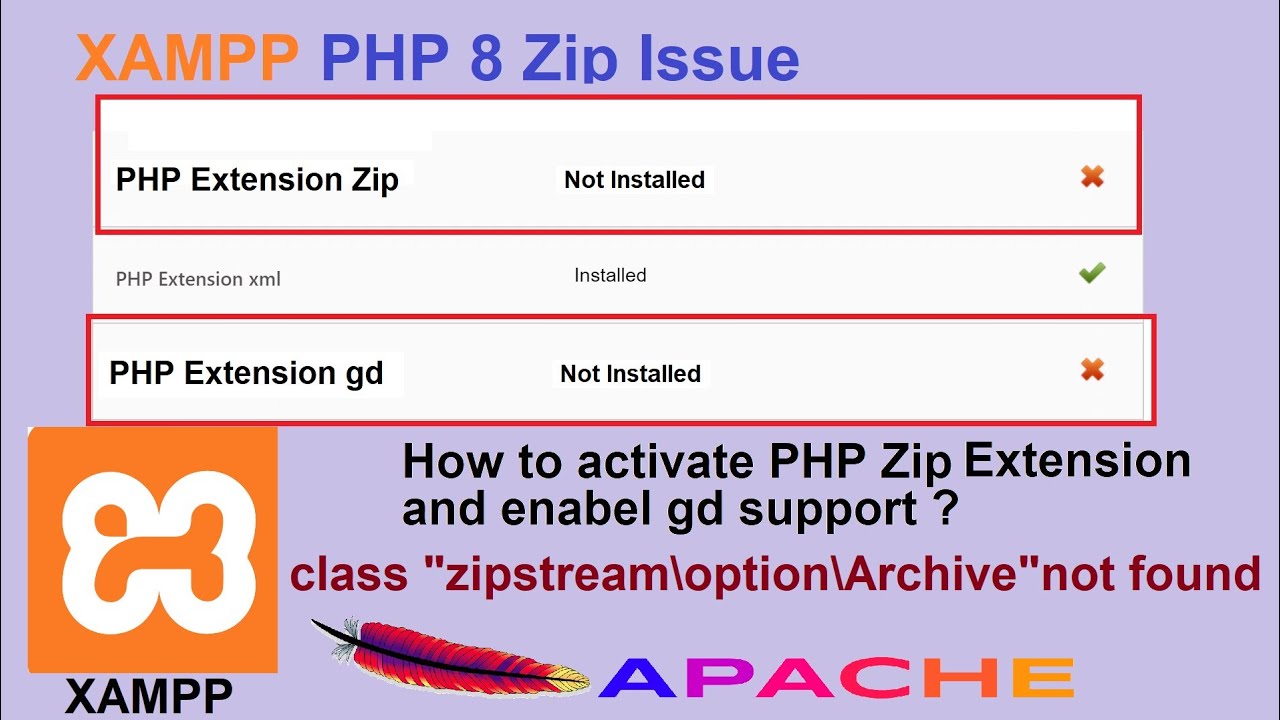 How to resolve issue PHP extension zip and gd not installed in Xampp |install php zip extension|