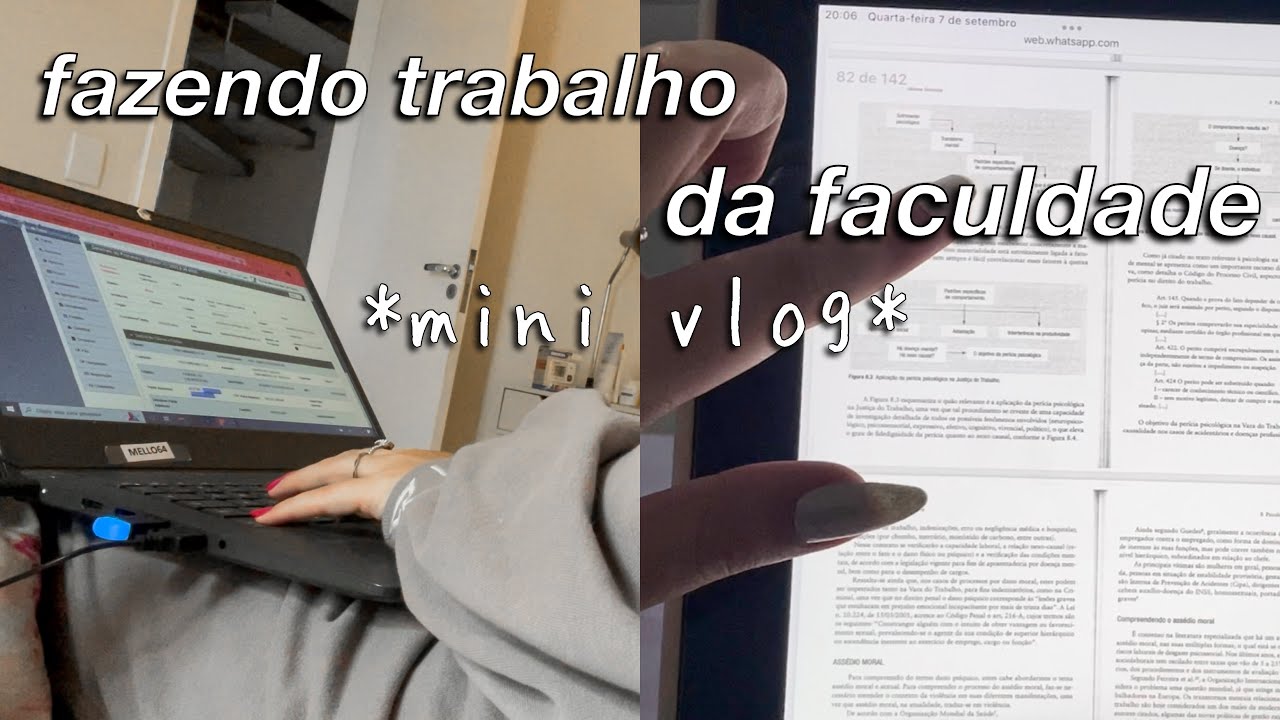 fazendo trabalho da facul - mini vlog de estudos | Bruna Barros