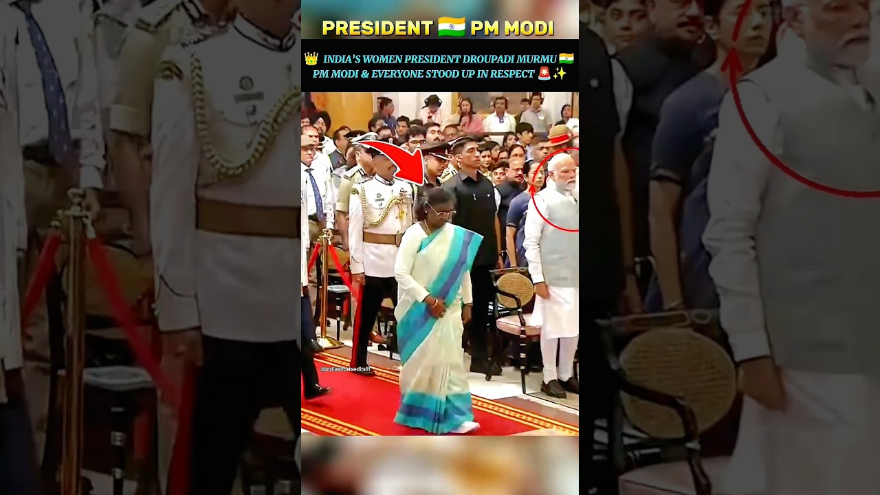 🔥- PRESIDENT DROUPADI MURMU ENTERS 🇮🇳 | PM MODI & EVERYONE STOOD UP IN RESPECT 👏✨#shorts #viral