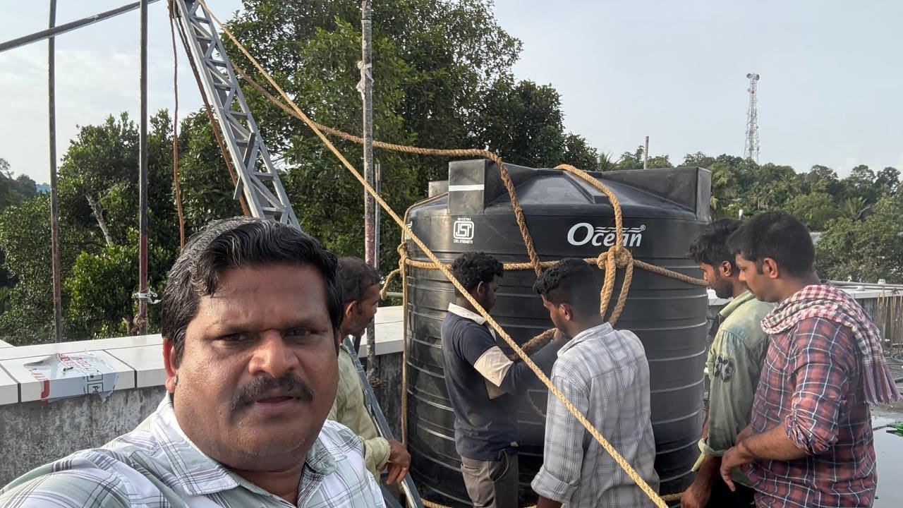 Lifting a 5000 litre tank to the 4th floor