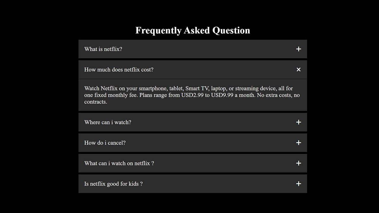 How to Create an animated Netflix-Inspired FAQ Section: Step-by-Step Tutorial! #javascript
