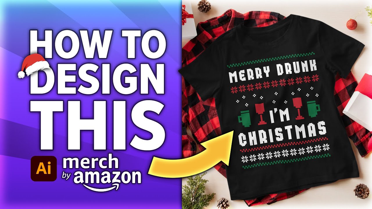 🎄UGLY CHRISTMAS SWEATER Design from Scratch using Adobe Illustrator Tutorial🎄