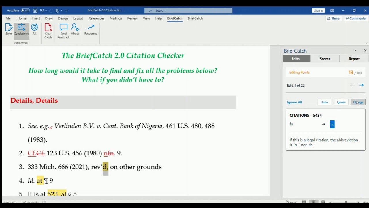BriefCatch 2.0 Citation Checker Demo
