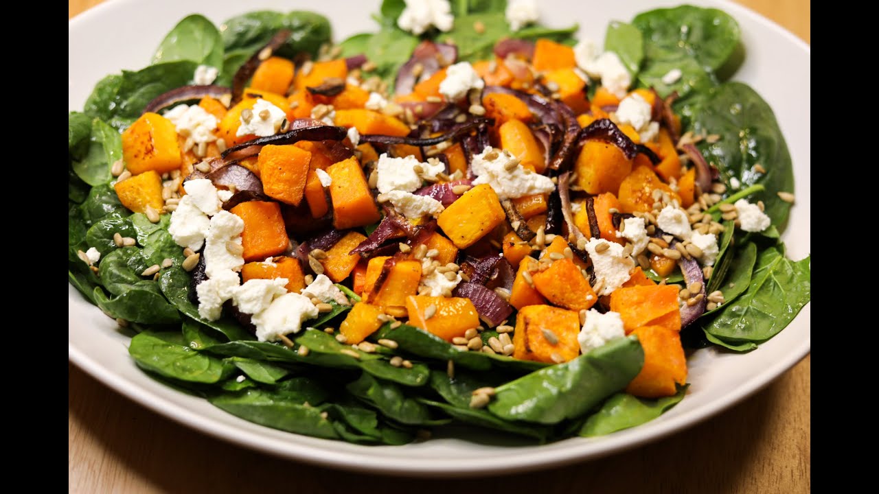 Butternut Squash and Spinach Salad with Maple Vinaigrette- this dressing is REALLY good!