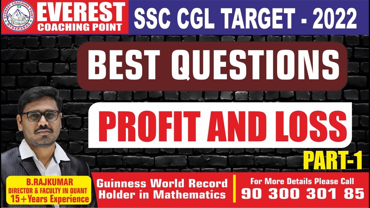 BEST QUESTIONS ON PROFIT AND LOSS | FOR ALL COMPETITIVE EXAMS| BY RAJ KUMAR SIR