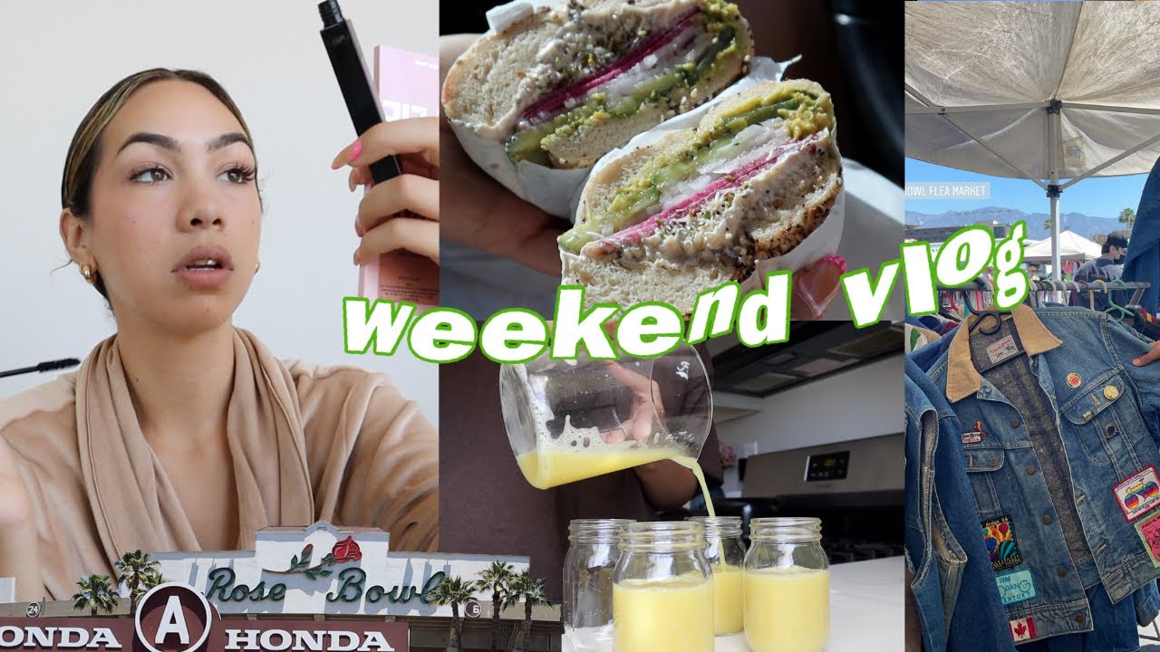 Sunday Vlog! rosebowl flea market, trying clean makeup products & lots of bagels