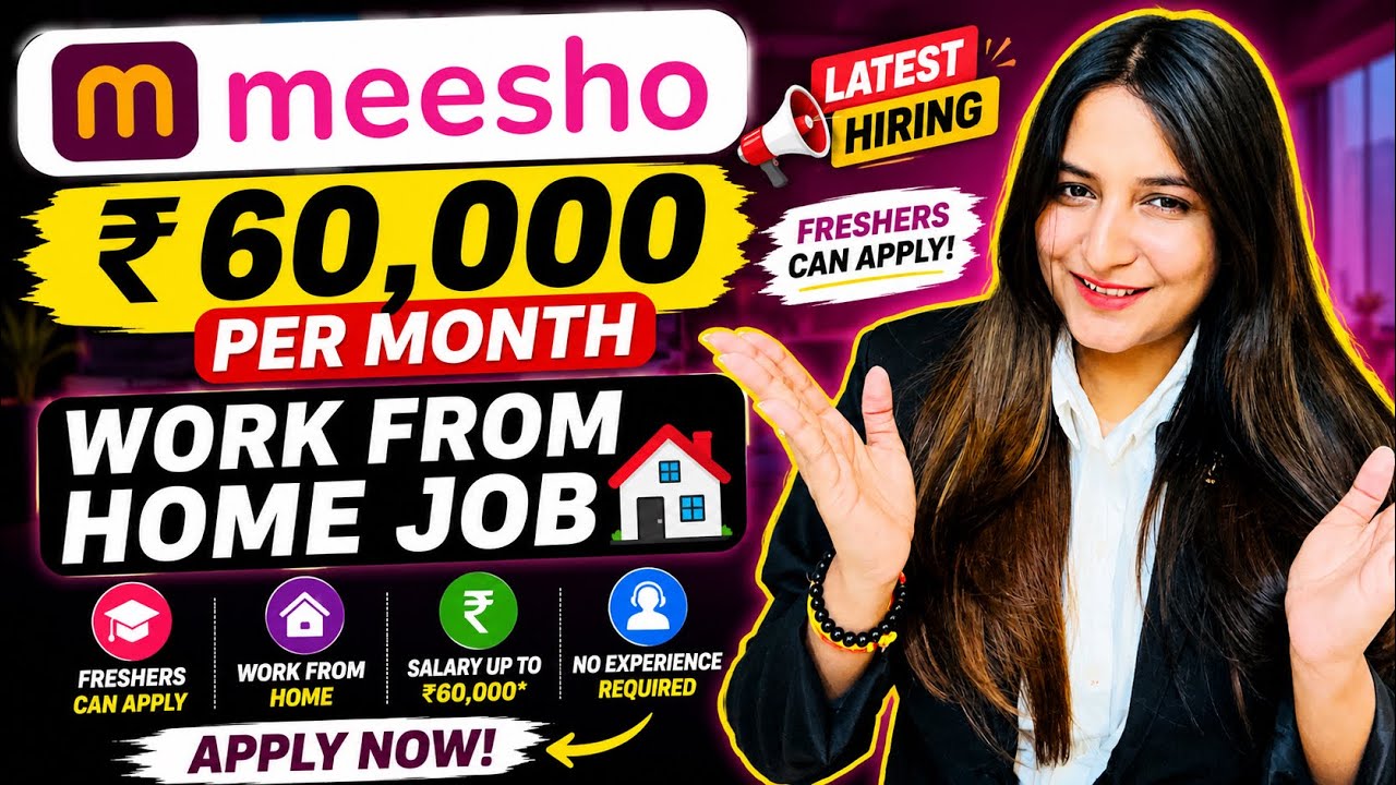 ₹60,000 Salary 😳 Meesho Work From Home Job 2026 | Freshers Can Apply