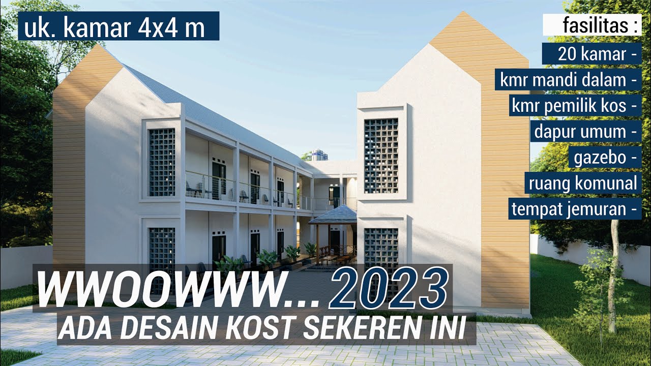 DESAIN KOS 4X4 METER PALING KEREN 2023 | kamar mandi dalam, ruang komunal, kamar pemilik kos