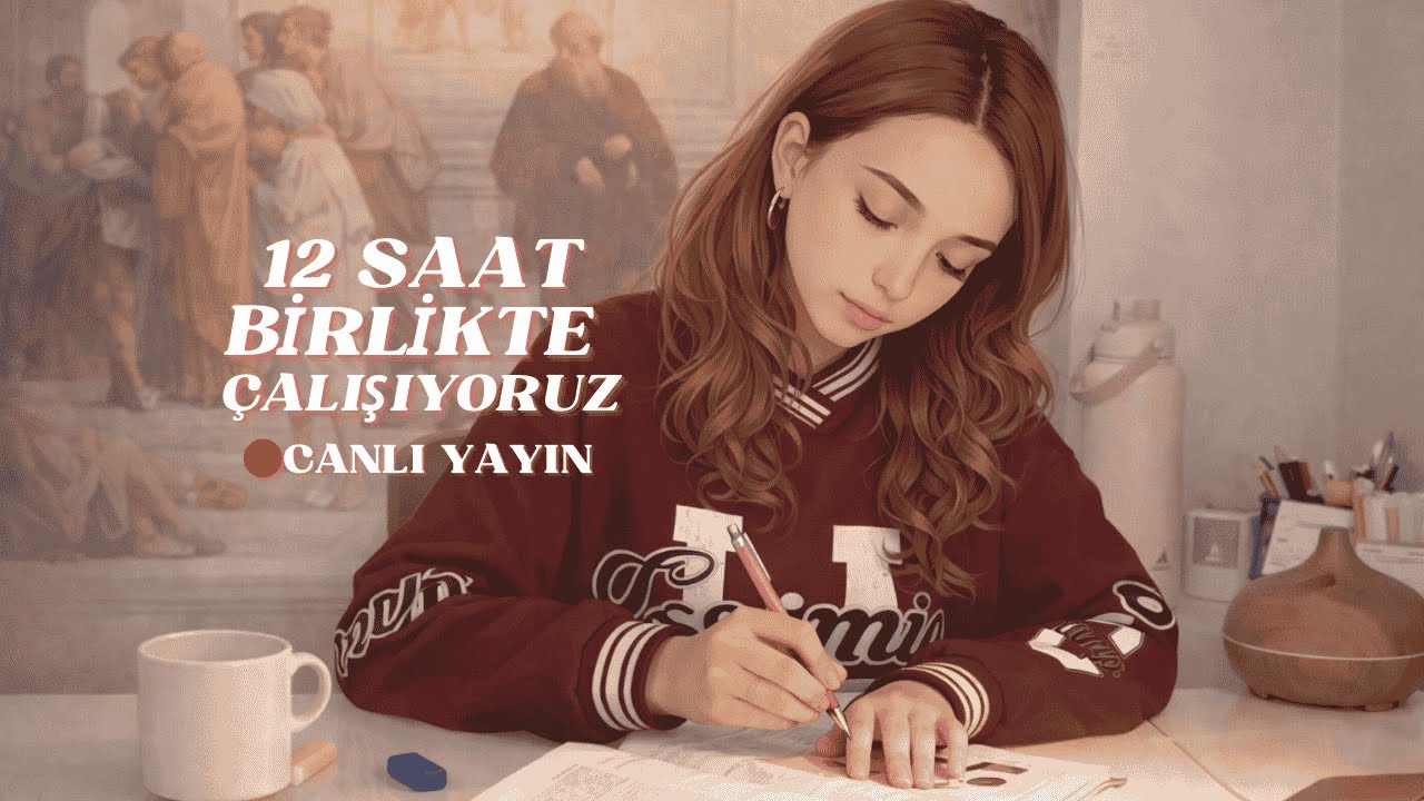 12 Saat Birlikte Ders | Study With Me 12H &bull; 120min study /30min break &bull; Fireplace Sound/Ş&ouml;mine Sesi