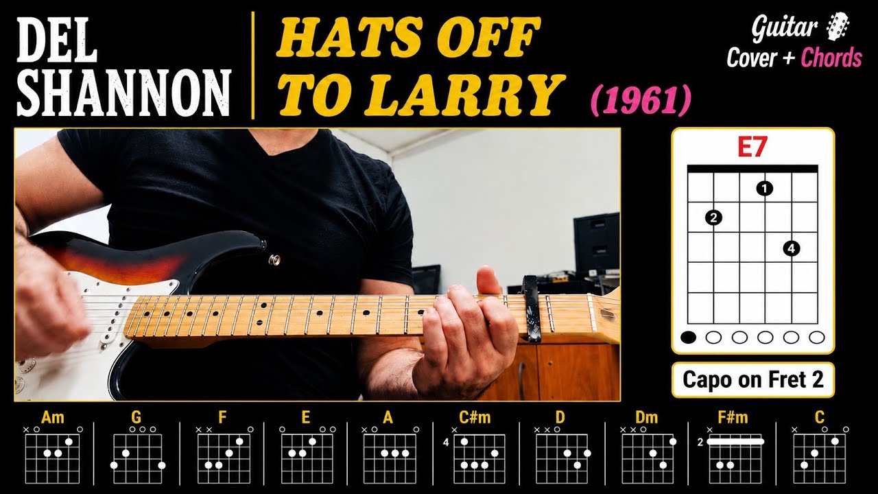 Hats Off To Larry - Del Shannon | Guitar Cover + Chords & Tabs On Screen