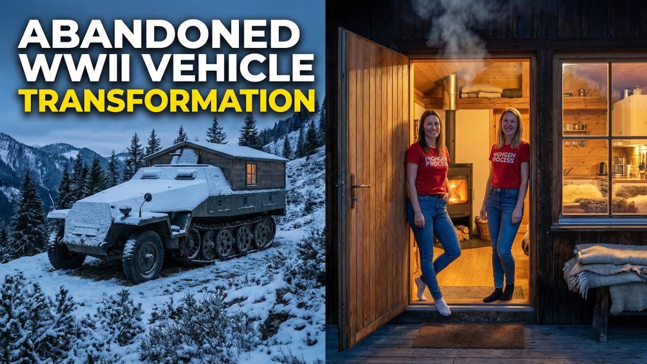 Abandoned WWII Mountain Vehicle Transformed into a Cozy Alpine Cabin | Cinematic Restoration