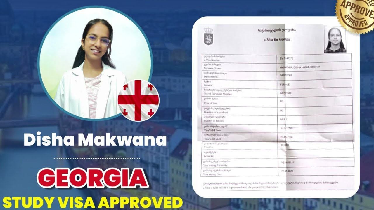 Disha Makwana's Journey From Kheda to Georgia - Study visa approved Hard work + patience = success.
