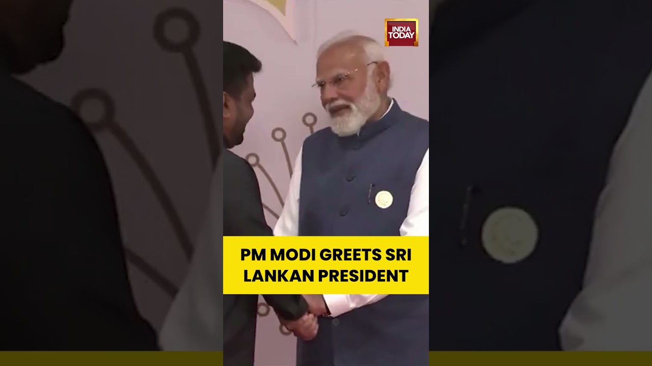 PM Modi Greets Sri Lankan President at AI Summit #aisummit #ai #srilanka #pmmodi